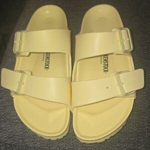 Birkenstock Kids Two-Strap EVA Sandals in Pale Yellow